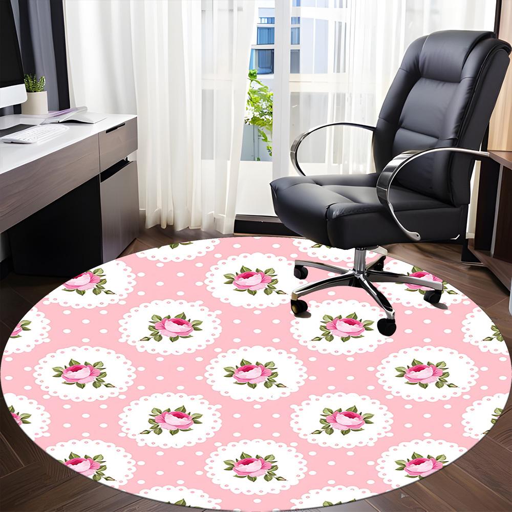 

1pc Floral Doily Pattern Chair Carpet for Office, Non-slip, Soft and Durable Office Rug, Perfect for Office yy251226059 80cm by 80cm