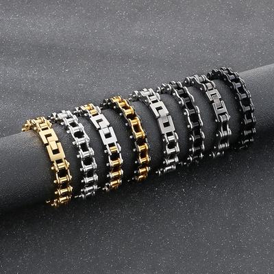 Collar de Cadena de Bicicleta Personalizado, Viento Hip-Hop Rock Acero Inoxidable Chapado al Vacío Cadena de Bicicleta Pulsera Locomotora para Hombre