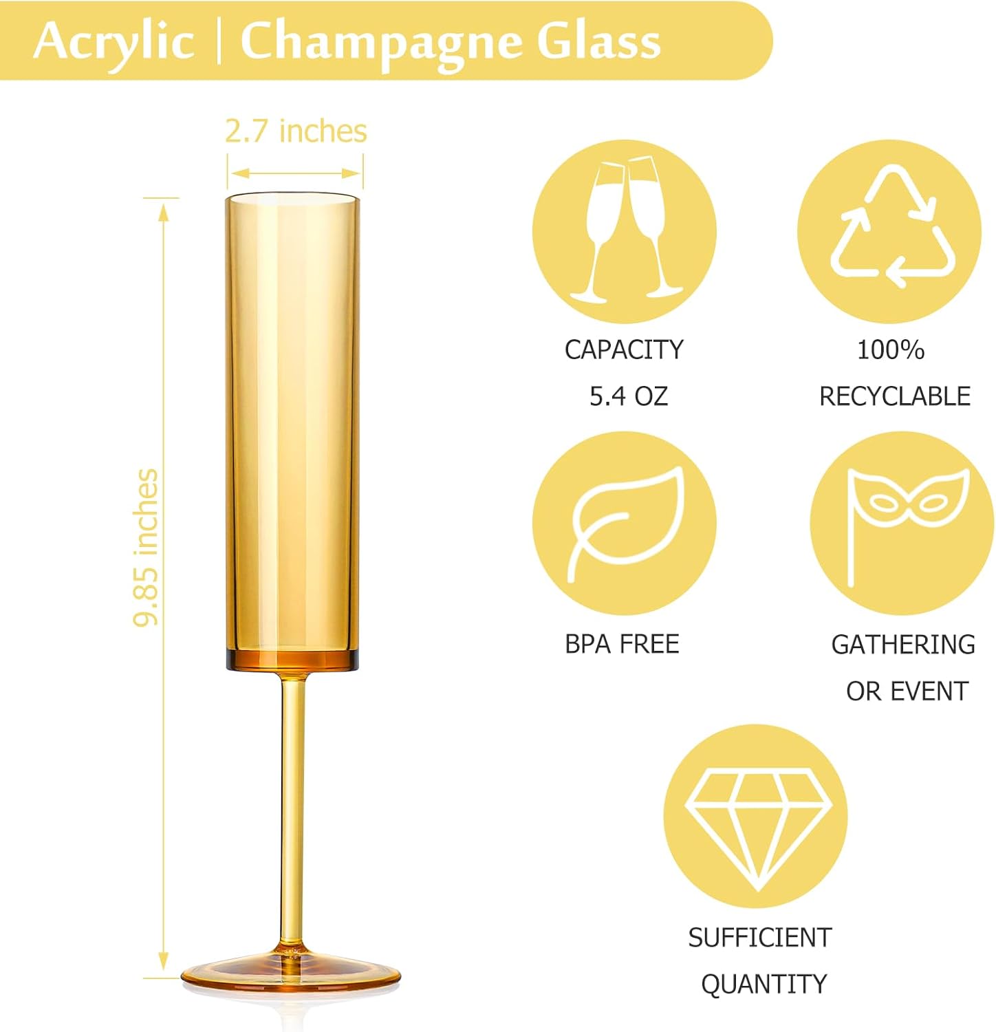 

24 PCS Amber Champagne Flutes, 5.4 oz Acrylic Reusable Toasting Glasses for Weddings, Parties, Birthdays United States