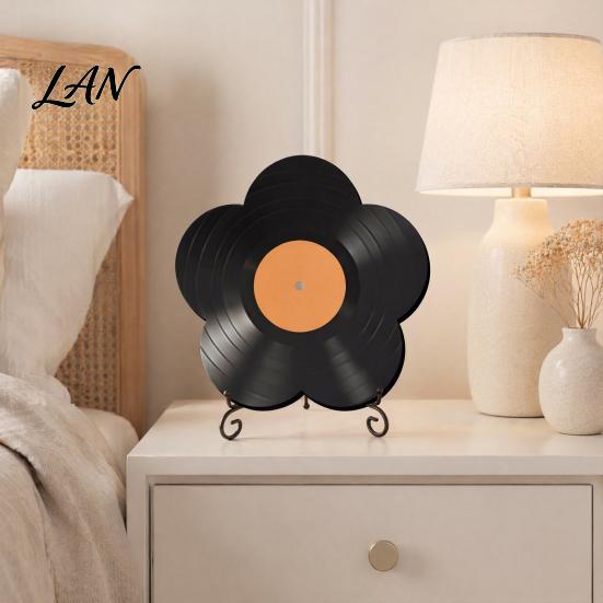 Customizable Record Art Flower Vinyl Ornament, DIY Custom Board, with Hand Painted Display Stand Design, Personalized Birthday Anniversary Message