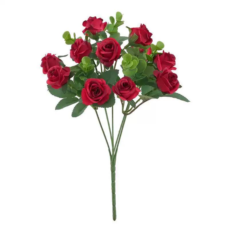 

Handmade Eucalyptus Rose Wedding & Home Decor Small Artificial Flower Bouquet