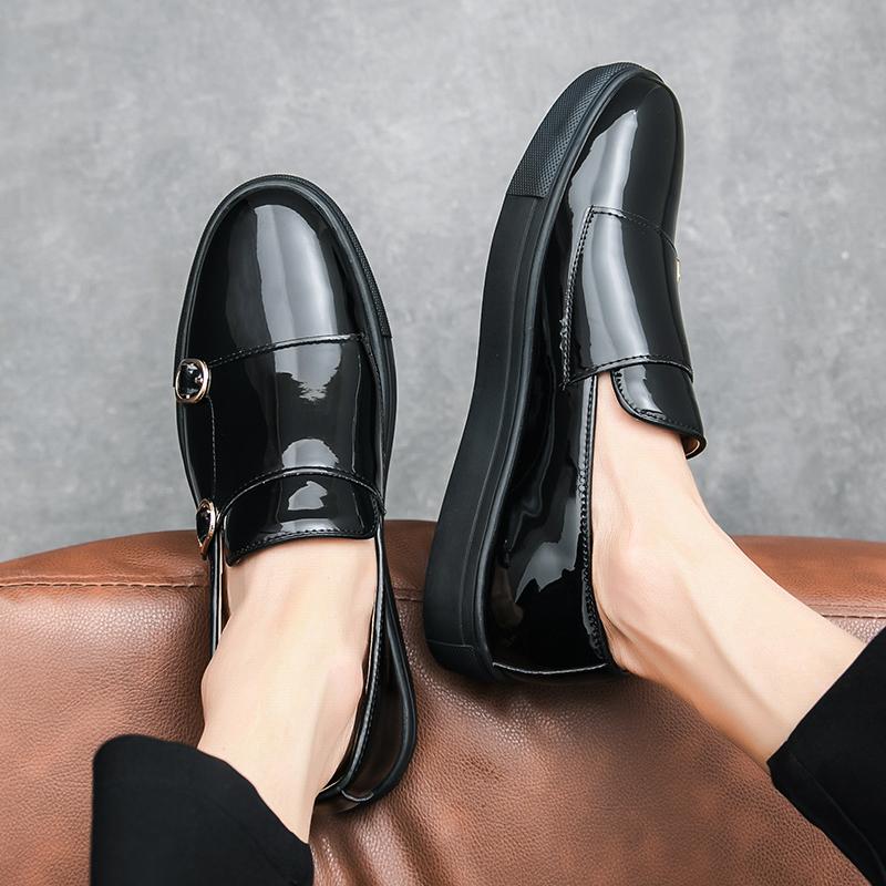 Casual patent leather men's loafers New trendy design style Leisure Outdoor Party Office driving Classic Black Adult flat shoes