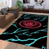 Alfombra con Logo del Manchester City con Rayas Azul Neón sobre Fondo Negro Adecuada para usar como antideslizante para sofás de sala de estar y dormitorio