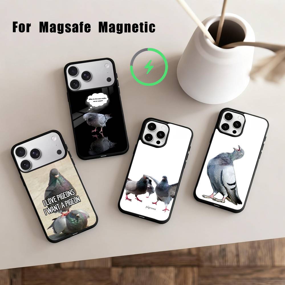 Funny P-Pigeon Mischief Phone Case For iPhone 17,16,15,14,13,12,Plus,Pro,Max for Magsafe Magnetic Wireless Charging