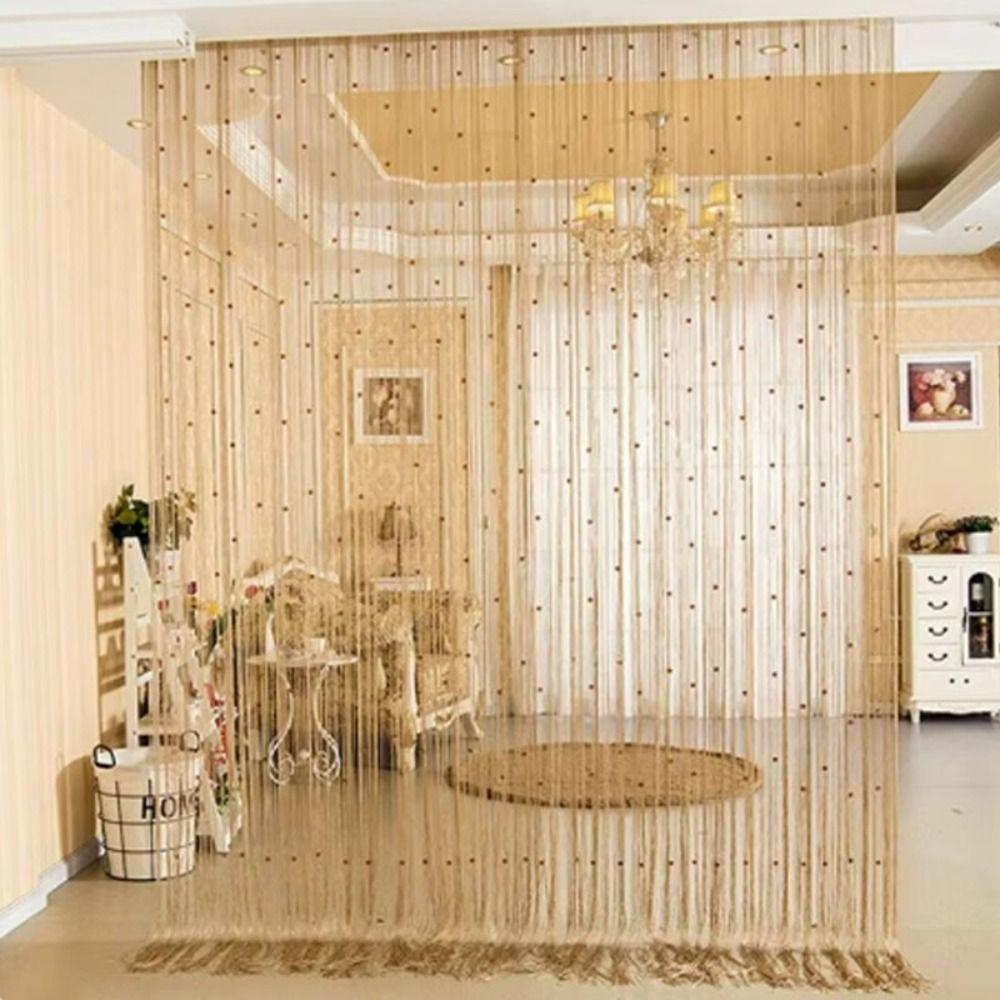Solid Color Door Curtain Shiny Tassel Window Curtain Retro Crystal Beads String Curtain  Home Decor