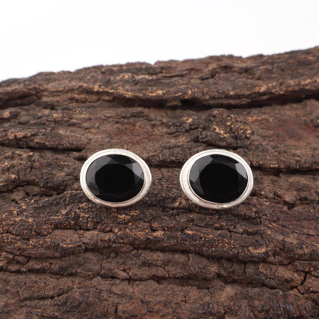 Black Onyx 925 Solid Sterling Silver Earrings, Handmade Gemstone Jewelry Earrings For Memorial Day