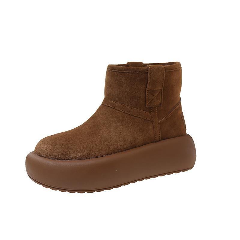 Winter platform snow boots women's new fashion warm low tube large cotton shoes velvet short boots bread shoes