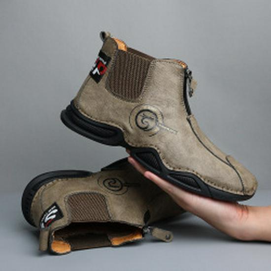 Plus Size Men's High-Top Casual Martin Boots - Warm Cotton Lined for Autumn and Winter