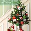 8/16pcs Creative Wooden Christmas Ornaments, DIY Painting Crafts - 4 Designs with Twine Rope Decoration. Christmas Ornaments