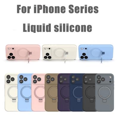 iPhone 17 dėklas su stovu MagSafe skysto silikono dėklas gelinis guminis smūgiams atsparus apsaugos nuo kritimo telefono dėklas iPhone 17Air 17 16 15 14 13 Pro Max
