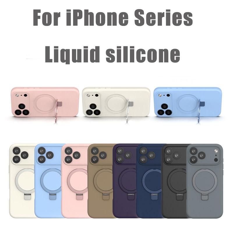 Liquid Silicone for iPhone 17 Pro Case with 360 Spin Magnetic Ring Stand Fit for MagSafe Non-Slip Protective Case for iPhone 17 16 15 14 13 12 Pro Max