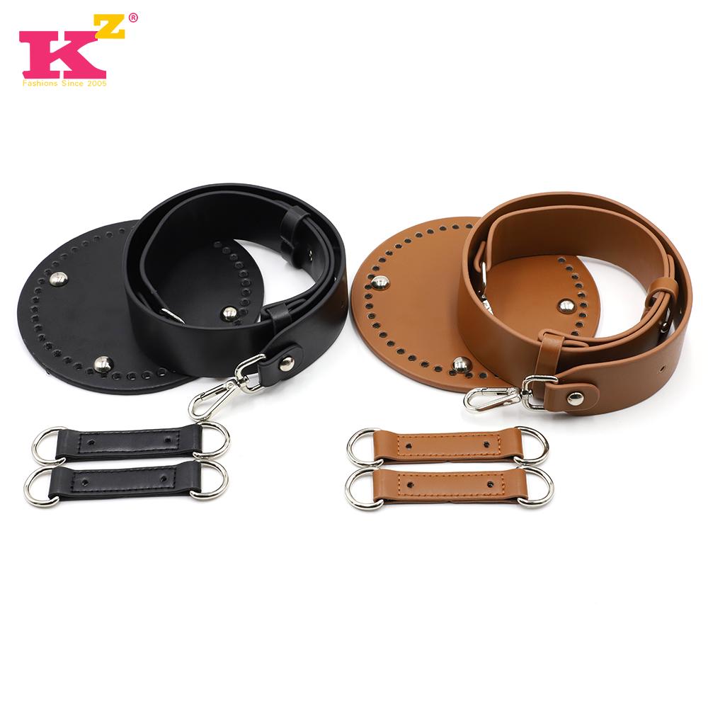 Handmade Weave Bucket Bag Set Leather Wide Bags Strap Bottoms with Hardware for Women DIY Handbag Purse Making Accessories