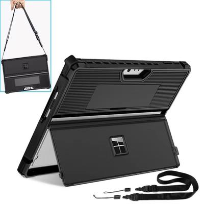 Dla Microsoft Surface Pro 9 Paskowane Puste Etui na Tablet z Pokrowcem z Uchwytem i Paskiem na Ramię