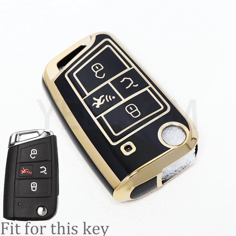 For Vw Volkswagen Golf 7 Mk7 Tiguan Mk2 Seat Ateca Leon Fr Ibiza Skoda Octavia Kodiaq 4 Buttons New Tpu Car Key Case Cover Shell
