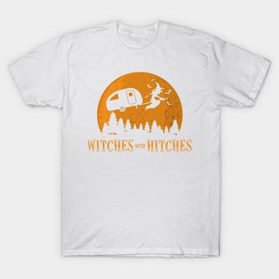 T Shirt Women Halloween Camping Witches With Hitches Funny Gift Harajuku Print Kawaii Tshirt Summer Short Sleeve Female T-Shirt Top Tee