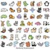 50 Sheets Cute Animal Graffiti Stickers for Water Bottles and Luggage