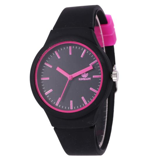 Orologio da polso da donna casual, colore caramella, cinturino in silicone, senza numeri, quadrante rotondo, movimento al quarzo