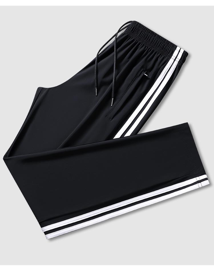 Navy Blue Ultra-Thin School Uniform Pants with Two White Stripes for Students