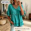 Bluze și cămăși casual de modă pentru femei, cu decolteu în V și mânecă scurtă