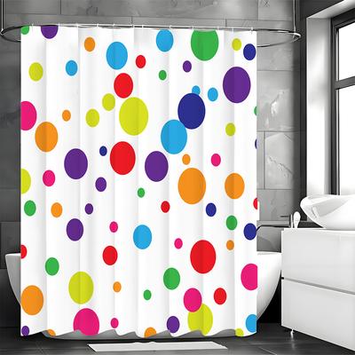 Colorful Circle Shower Curtain, Bathroom Decorative Shower Curtain, Waterproof Shower Curtain with Hooks