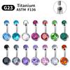 Belly Piercing Button Rings G23 Titanium Astm F136 14g Body Jewelry Internally Threaded Navel Ring Zirconia Earrings Zircon