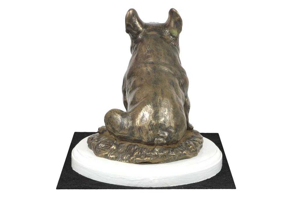 Francouzský buldoček, Frenchie II - figurka psa, figurka na bílém podstavci, trofej pro výstavu psů Art-Dog