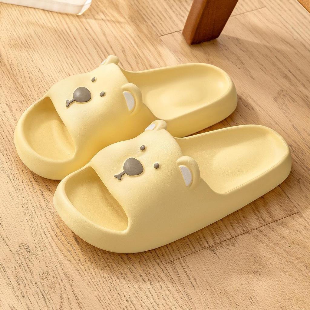Cute Bear Women Home slippers Thick Bottom Soft Beach Slides Fashion Comfortable Non-slip Slippers Cartoon Lightweight Men Bathroom Slippers
