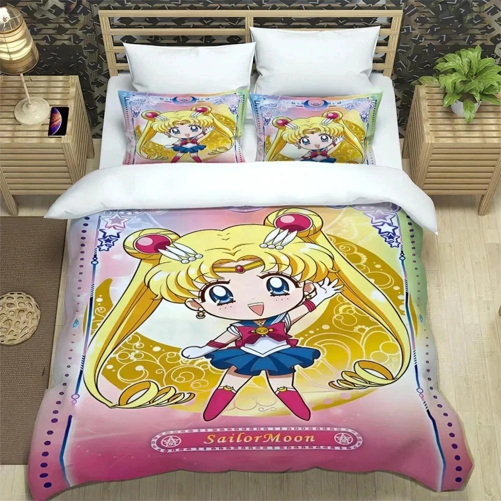 

Комплект постельного белья Anime S-Sailor Moon, пододеяльник, одеяло, комплект постельного белья, наволочка, размер King Queen Twin для мальчиков и девочек взрослых 70x133cm 2pcs