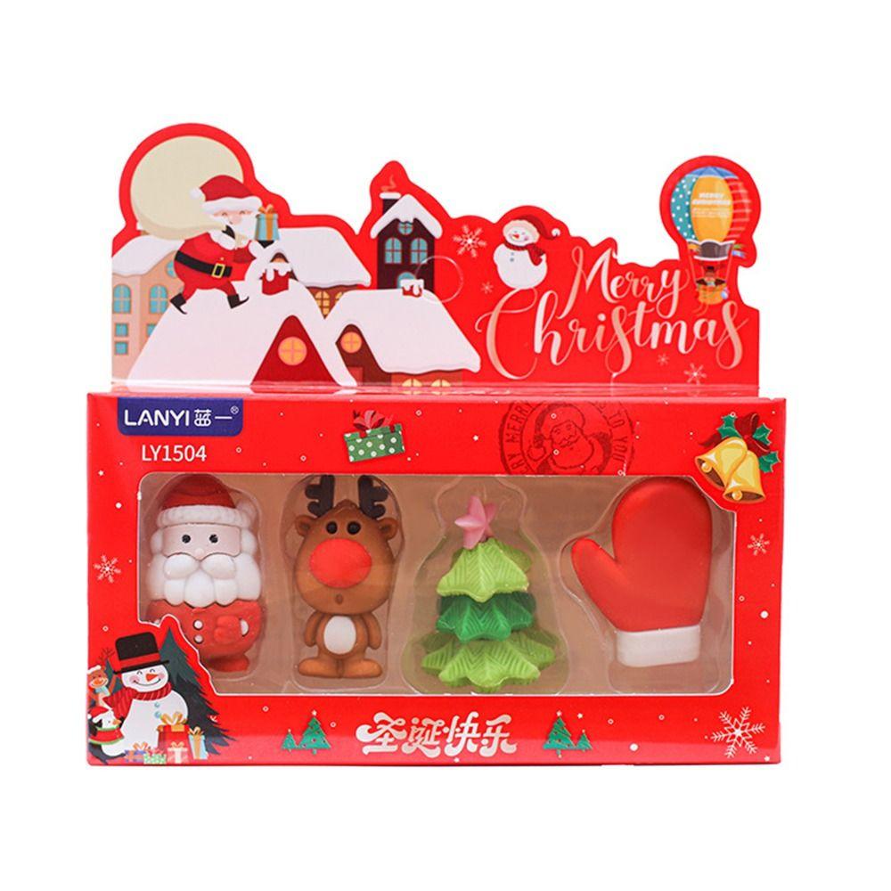 Elk Pencil Erasers Santa Christmas Stationery School Supplies Christmas Eraser  Student