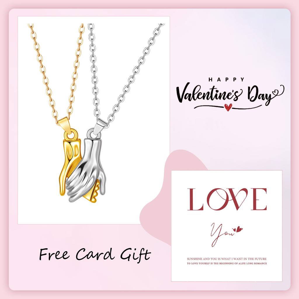 Unique Set Magnetic Attraction Necklace for Couple Hand Pendant Necklace for Women Men Valentine's Day Gift