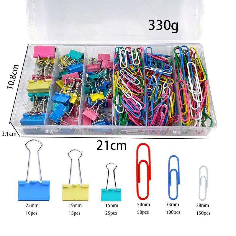 350-Piece Assorted Paper and Binder Clip Set for Office Organization