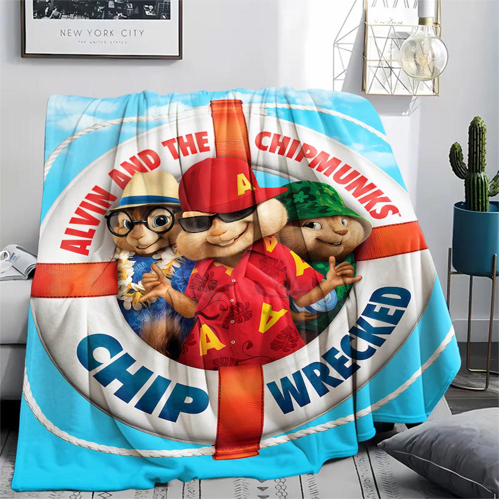 1 ks Flísová deka s potiskem Alvin a Chipmunkové, Vysoce kvalitní, Pro všechna roční období, Domácí dekorace, Teplo a pohodlí, Ideální jako vánoční dárky