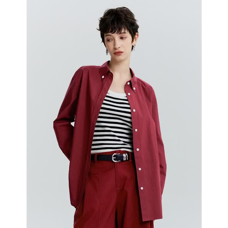 MONOVICH Women s Stylish Red Long-Sleeve Shirt L