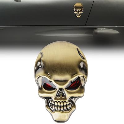 Bronze 3D Motorcycle Car Metal Skull Bone Devil Emblem Badge Sticker Decal