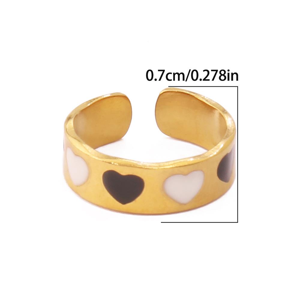 18K Gold Plated Heart Shape Resin Open Ring - Women's Jewelry