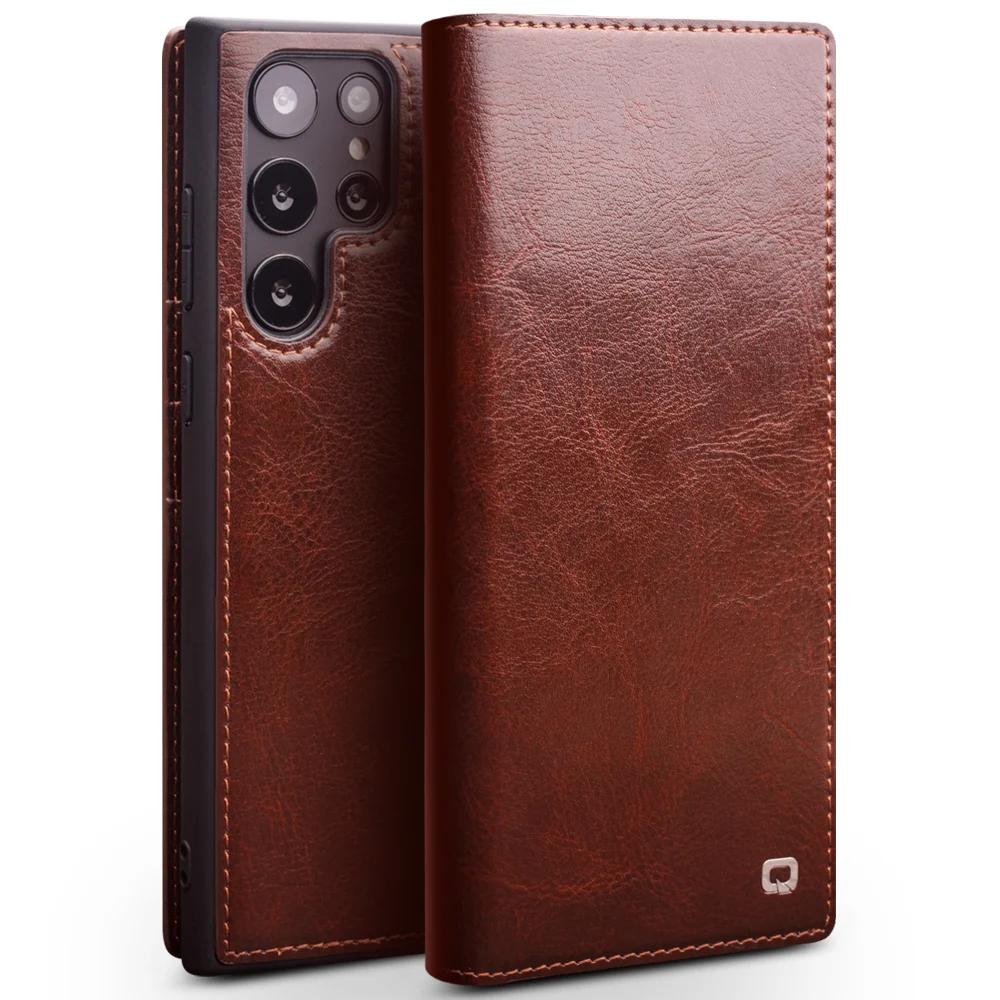 

Genuine Leather Phone Case for Samsung S23+ Plus 5G Business Style Fashion Luxury with Card Slots Cover for S23 Ultra for S23 5G