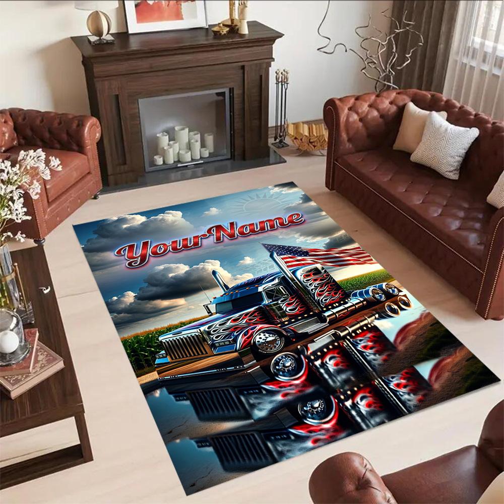 Kw Heavy Trucks Customize Your Name Area Rug Perfect for Study room Hallway Kitchen Game Room Antislip Carpet Anime Office Decor Wedding Party Gift