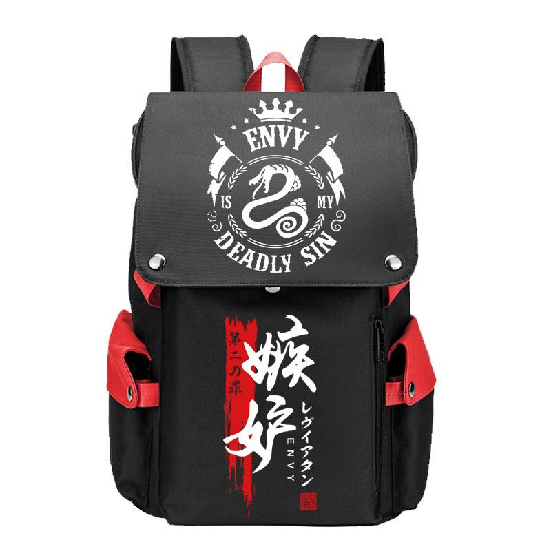 Anime Peripheral Backpack Anime Seven Deadly Sins Seven Original Sins Angry Arrogance School Bag Men'S Backpack