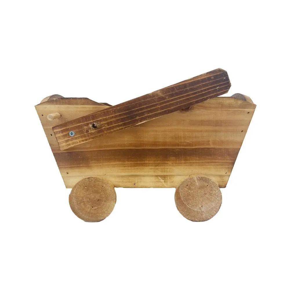 Pastoral Style Wooden Train Flowerpot Vintage Personality Plant Pot Creative Cartoon Flower Vase Living Room