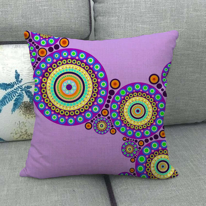 Circular Geometric Pattern Digital Printing Short Plush Pillow Covers For Car Sofa Office Cushion Cover Home Goods