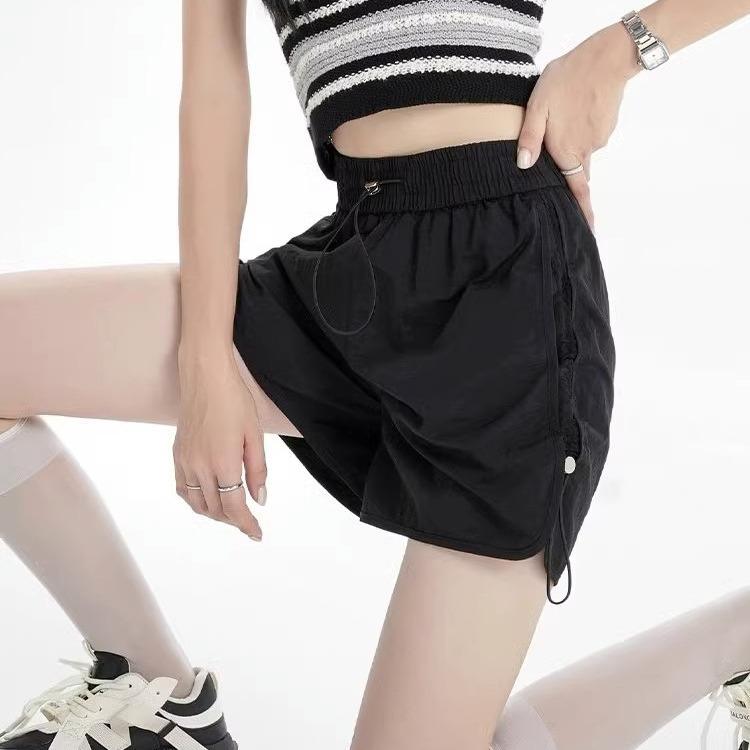 Ice Silk Sports Workwear Shorts Women's Summer Thin Versatile Casual Loose High Waisted A-line Quick Drying Wide Leg Hot Pants