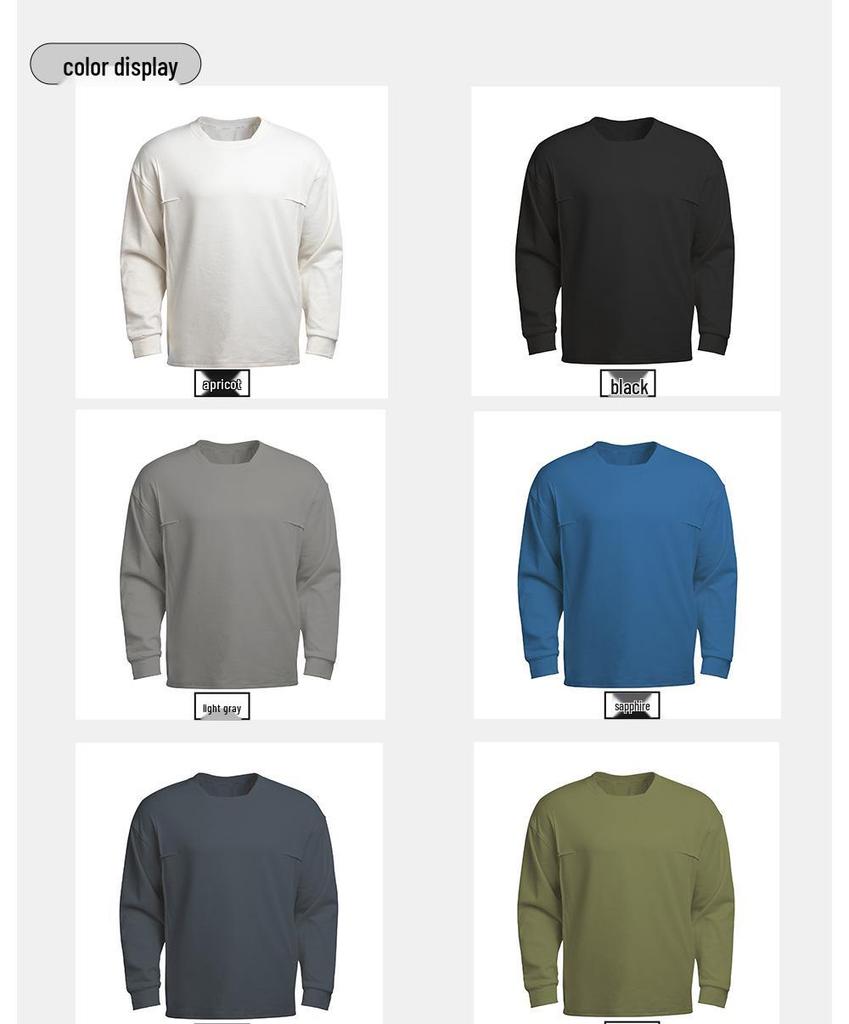 Autumn Men's Long Sleeve T-Shirt, Solid Color, Sporty Casual, Euro-American Style, Crew Neck, Fitness Sweatshirt.