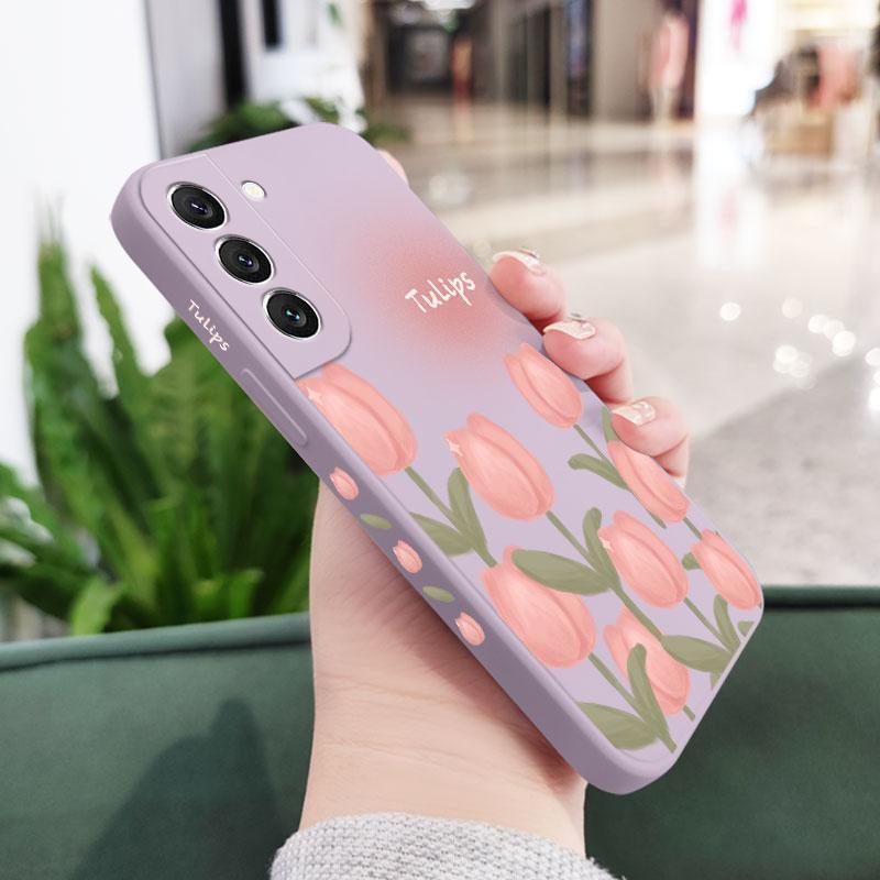

Elegant Tulip Phone Case For Samsung Galaxy A37 A57 Liquid Silicone Cover Samsung A57 світло-фіолетового кольору