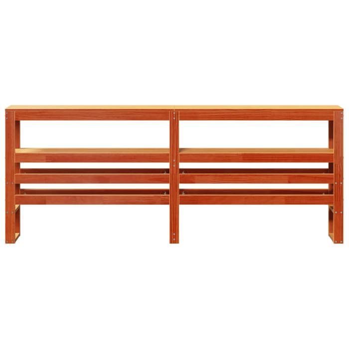 VidaXL Tête de lit avec étagères marron cire 200 cm bois massif de pin, tête de lit en bois, tête de lit avec rangement, 850874