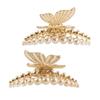 1pc Elegant Temperament Pearl Butterfly Hair Clip,high-quality Large Pan Hair Grip Shark Clip Inlaid with Diamond  Hair Ornament