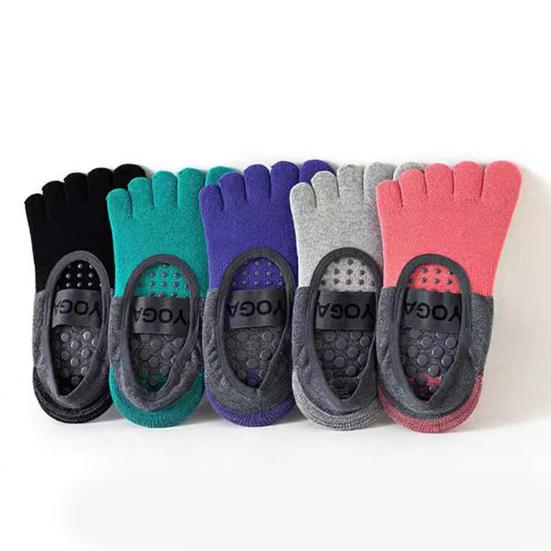 1 Pair Women Yoga Socks Non-Slip Bottom Five Toe Socks Ballet-Style Design Studio Exercise
