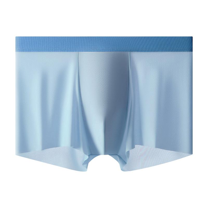 Men's Ice Silk Underwear Cotton Crotch Seamless Flat Corner Underwear Men's Four Cornered Pants