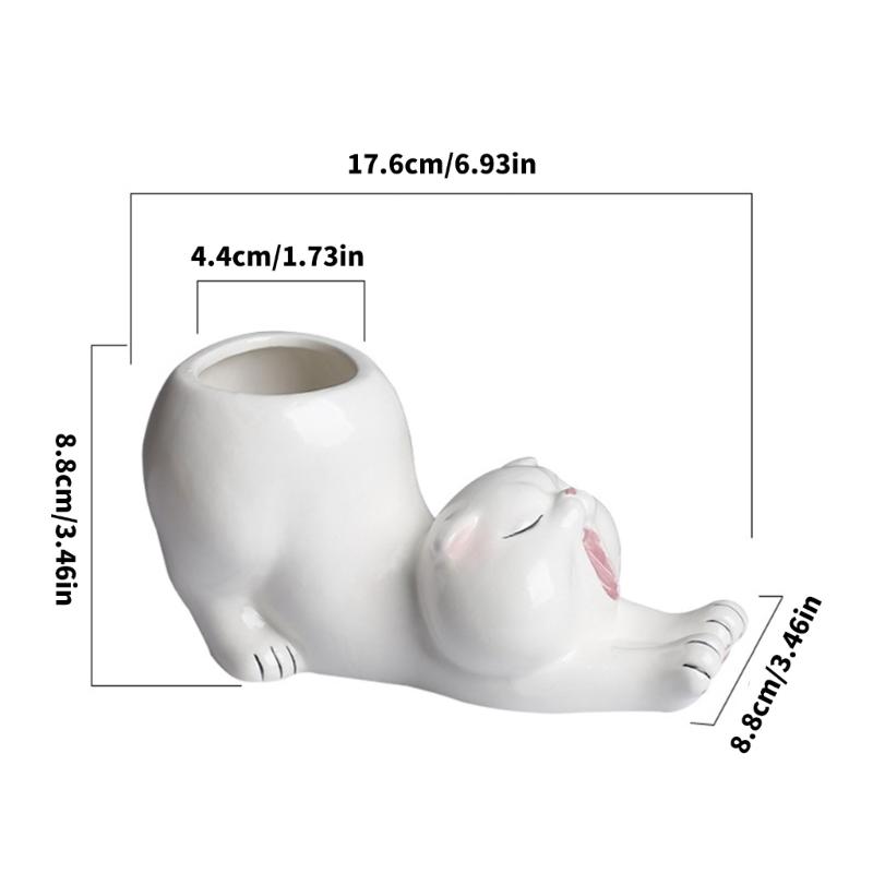 Animal Figure Ceramic Planter Flower Pot, Tabletop Plant Holder for Desk Display, Shelf Placement, Windowsill and Indoor Home Use