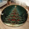 ~O~Round Plush Rug with Christmas Tree & Snow Design – Holiday Decor for Living Room Bedroom