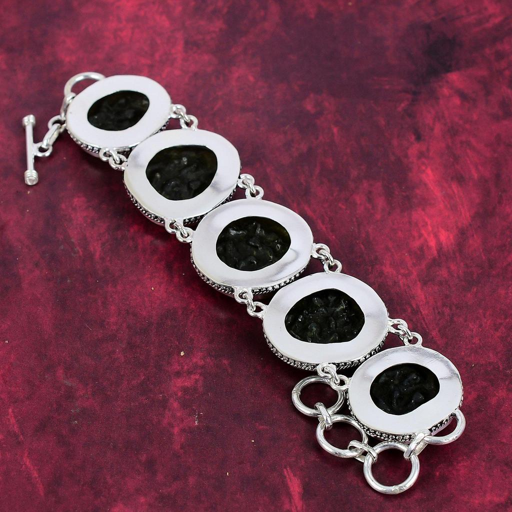 Moldavite Bracelet, 925 Solid Sterling Silver Jewelry, Gemstone Bracelet, Gift For Her Handmade Dainty Jewelry